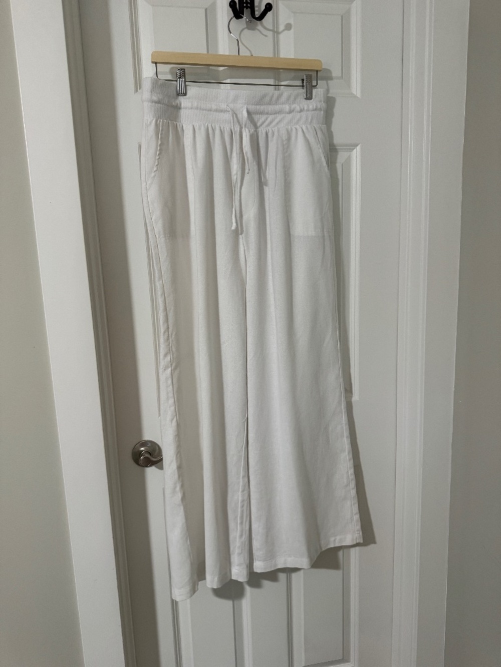 Dictionary EUC white linen blend pant wide leg large